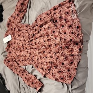 Beautiful mauve floral Zara dress, high neck, long sleeve, flounce hem